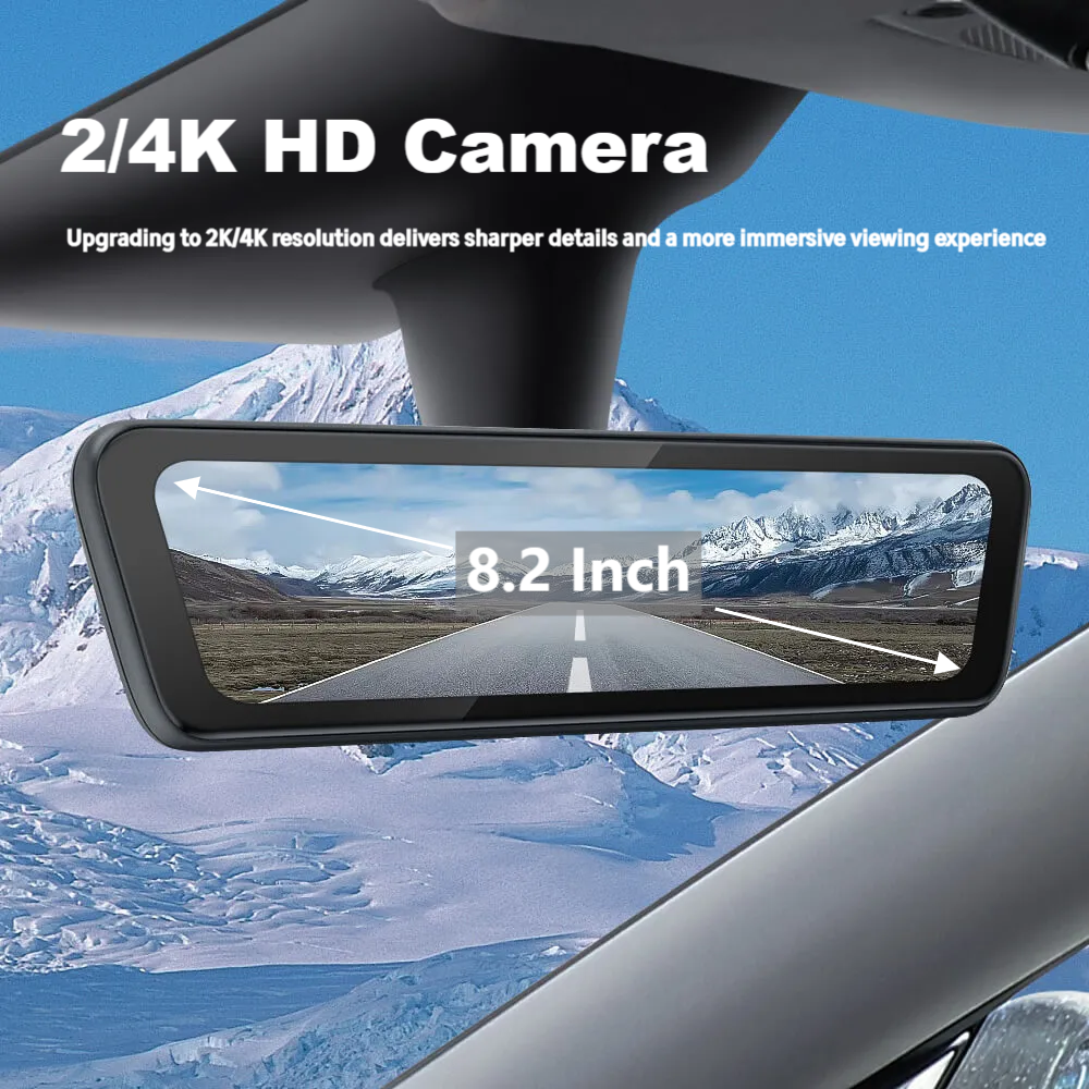 S82 Pro 2/4K HD  8.2Inch Streaming Rearview Mirror For Tesla Model 3/3 Highland/ Y / Y Juniper