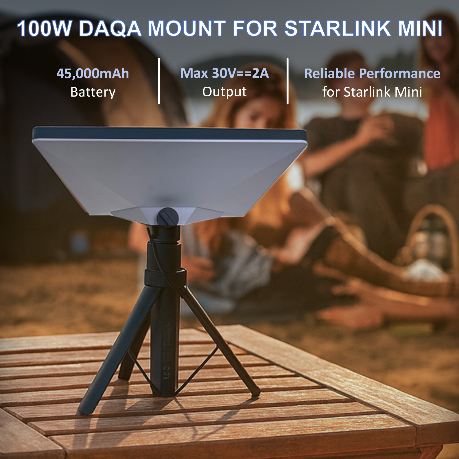 Tesstudio 100W DAQA Mount for Starlink Mini 45000 mAh Reliable Performance Power Stand
