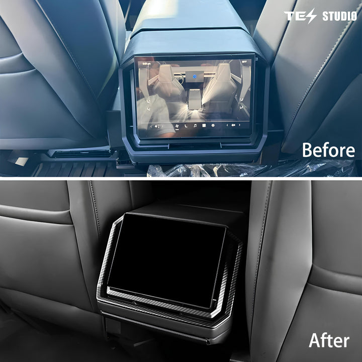 [Carbon Fiber Pattern ABS ] Carbon Fiber Rear Screen Frame & Air Vent Protective Cover for Cybertruck Premium AWD 2024+