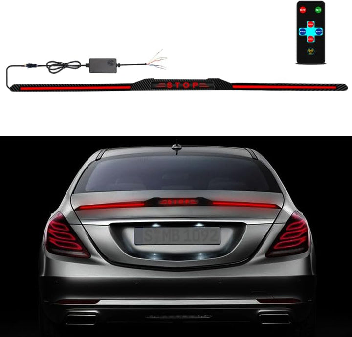 3-Segment Carbon Fiber Tail Light – Waterproof, Adjustable (120-130cm), 15° Bendable, High Brightness/Flow/Stacking Modes + Brake/Turn Signals Fits 99% Vehicles.