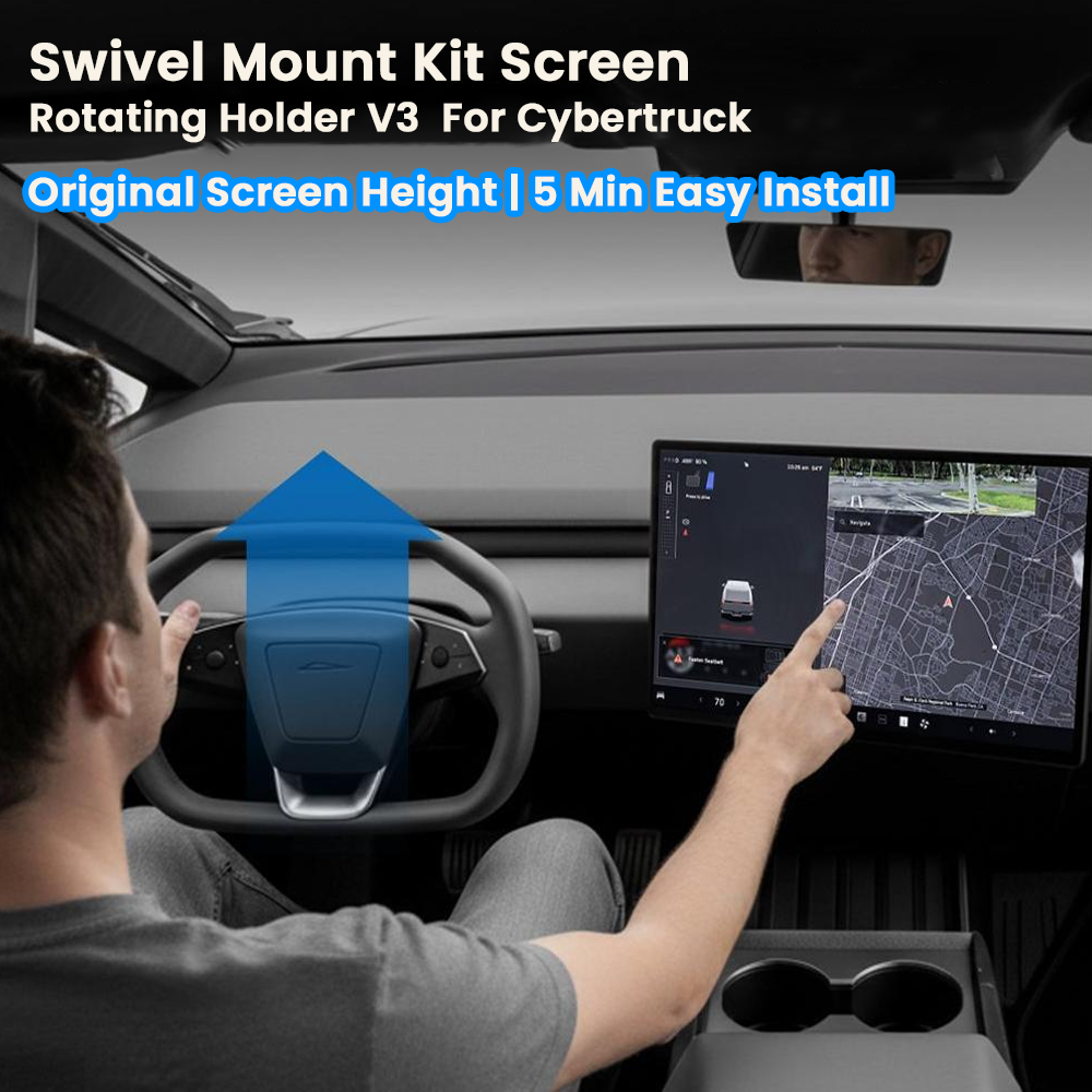 Tesstudio Center Screen Swivel Rotating Mount Kit V3 (Original Screen Height,More Easy Install) For Cybertruck