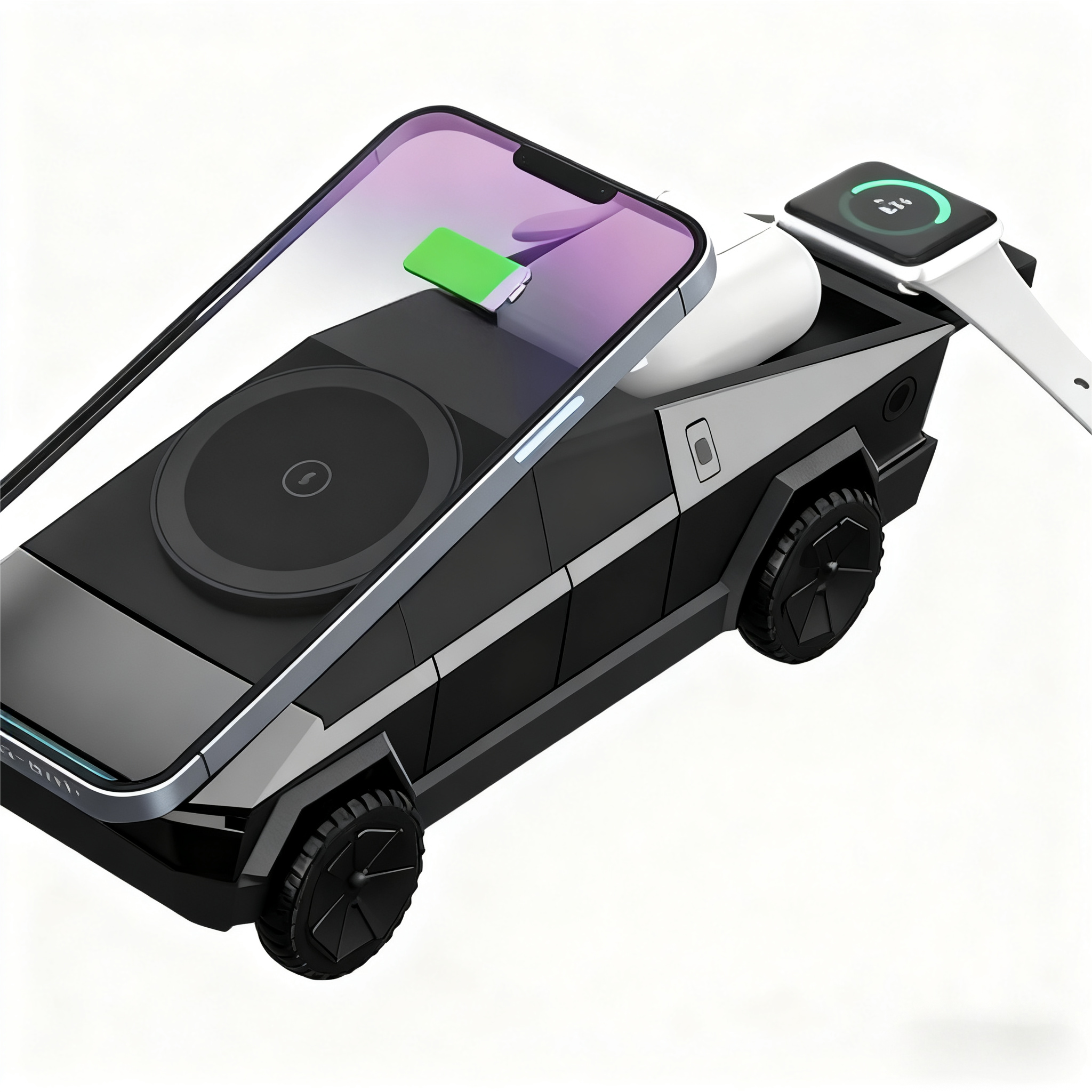 Tesstudio Cybertruck 3-in-1 Wireless Charger for iPhone, Watch & AirPods