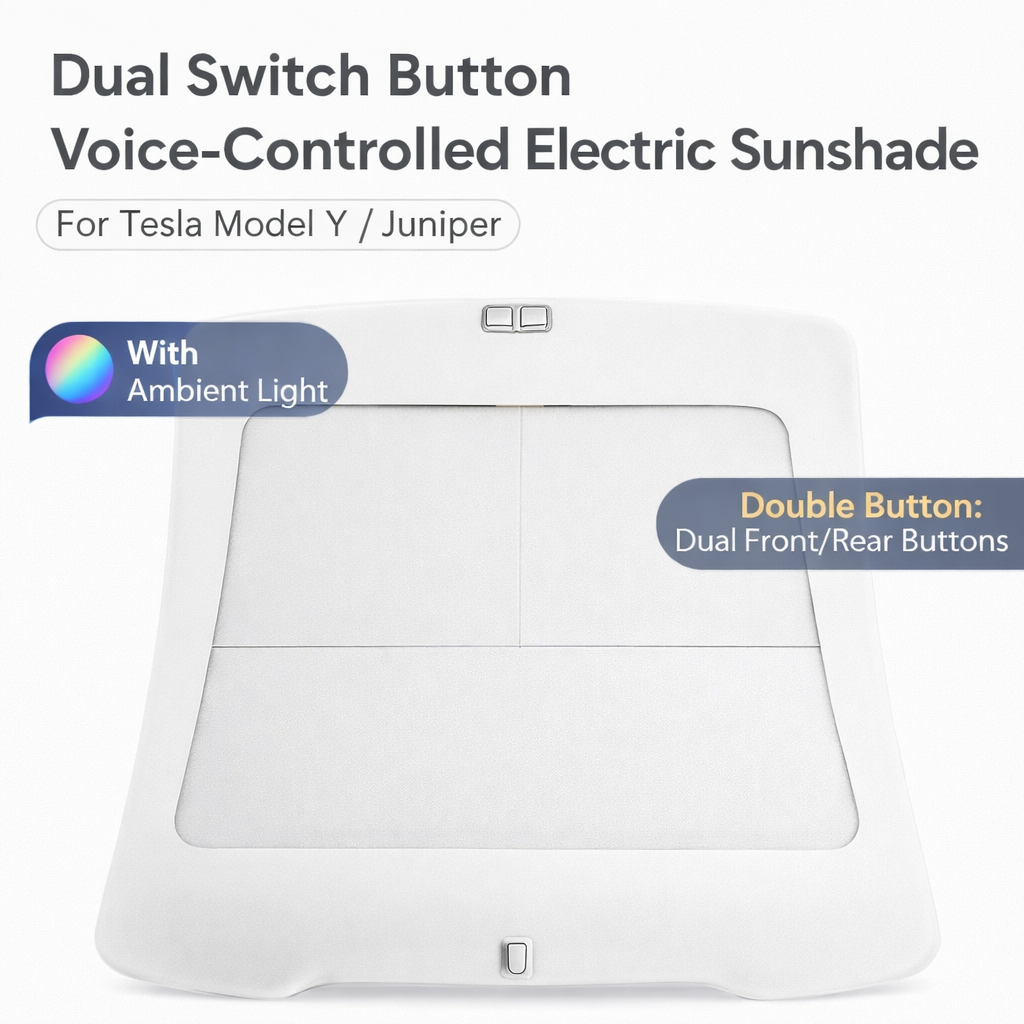 Tesstudio Dual Switch Button Voice-Controlled Electric Sunshade for Tesla Model Y /Y Juniper