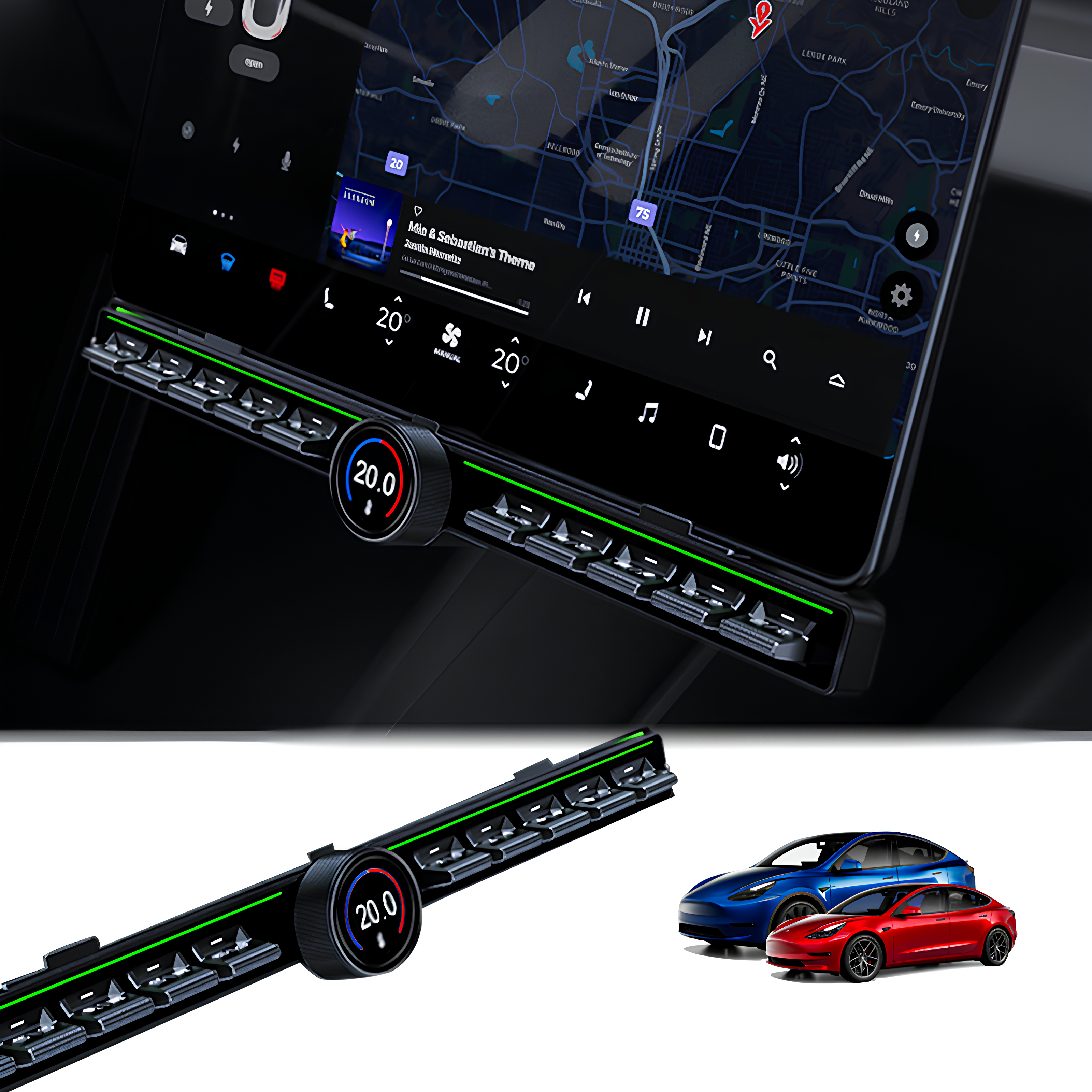 Tesstudio Magic Rotating Button Docking Station for Tesla Model 3YHighland