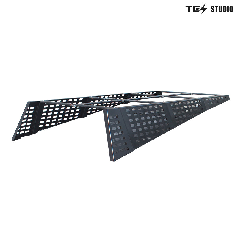 Tesstudio Overland Bed Rack For Tesla Cybertruck, Showing Durable Modular Frame Design