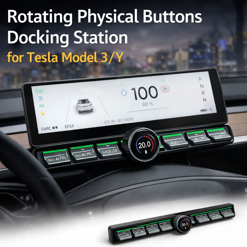 Tesstudio Physical Control Dock with Rotary Knob for Tesla Model 3 & Y