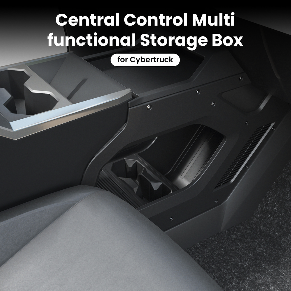 Premium ABS Cybertruck console storage box close-up