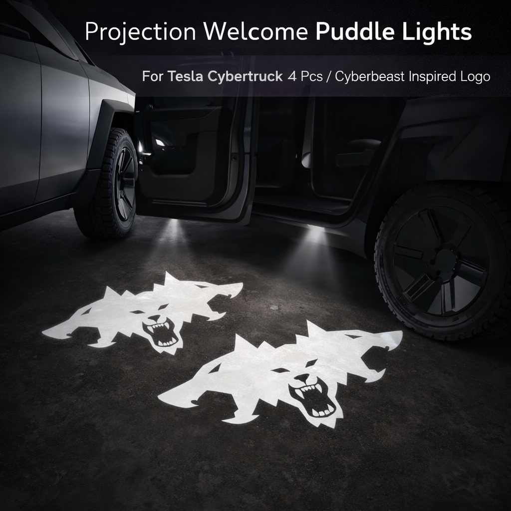 Tesstudio Projection Welcome Puddle Lights for Tesla Cybertruck – Cyberbeast Logo (4PCS)