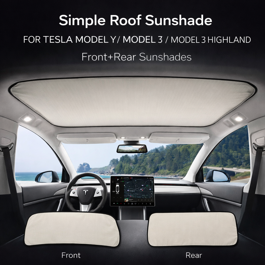 Simple Roof Sunshade Set for Tesla Model Y & Model 3 Front + Rear