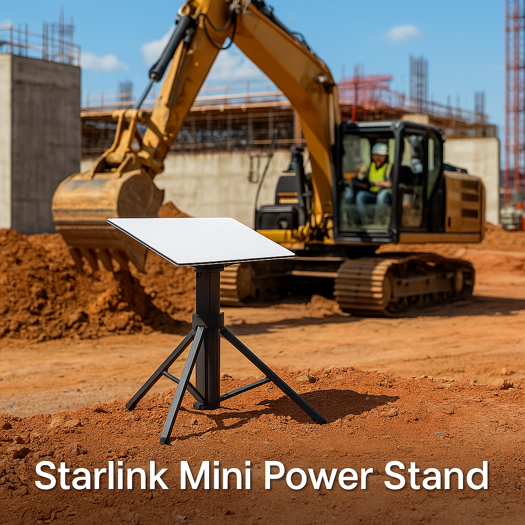 Tesstudio Starlink Mini Power Stand Rugged Construction Site Industrial Remote Internet Connectivity