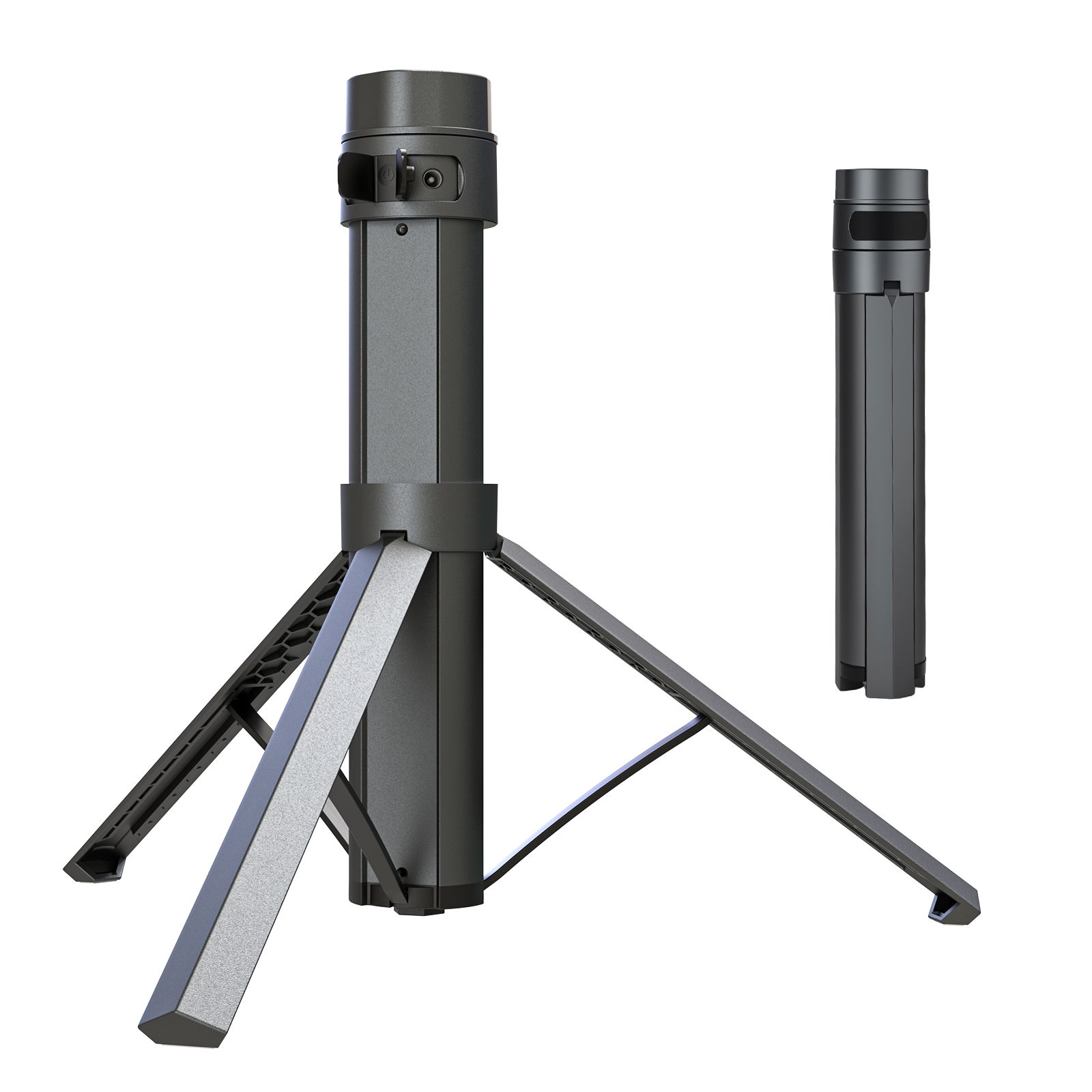 Tesstudio Starlink Power Hub 2-in-1 Deployed Retracted Tripod Compact Portable Grey