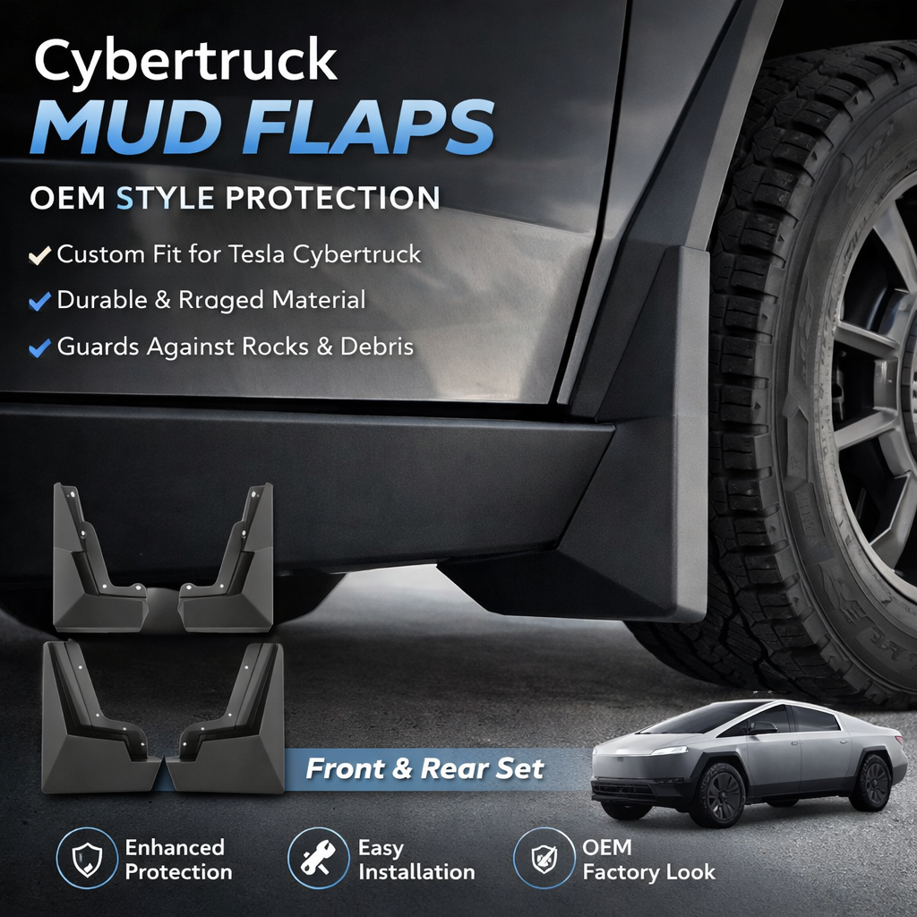 Tesla Cybertruck Mud Flaps OEM Style Splash Guards Front Rear Set (4PCS)