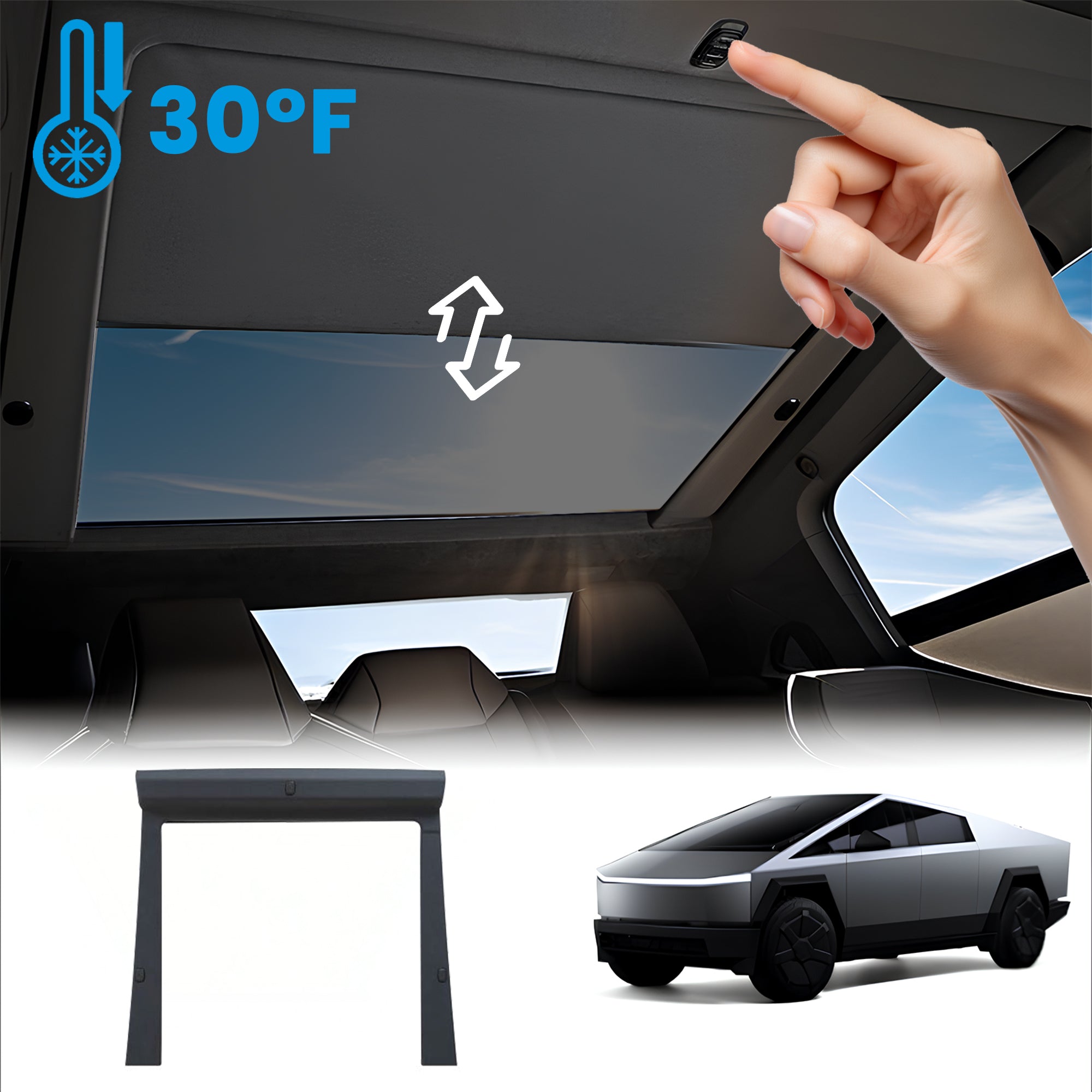Tesstudio Voice-controlled Electric Sunshade Powered Glass Roof Sunshade For Tesla Cybertruck