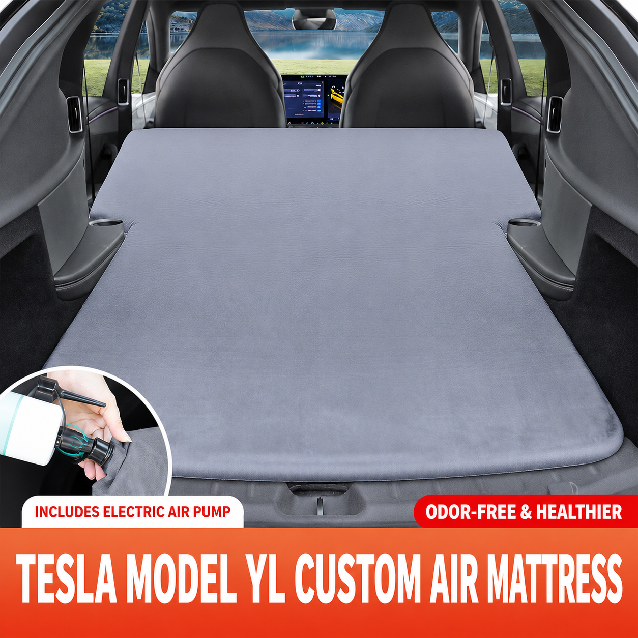 Trunk Air Mattress Kit for Tesla Model Y L 6-Seat, with Support Board and Air Pump