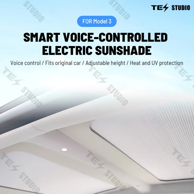 Tesstudio Tesla Accessories Voice Control Retractable Roof Sunshade for Tesla Model 3/Highland 3 / 용 음성 제어 접이식 지붕 차양