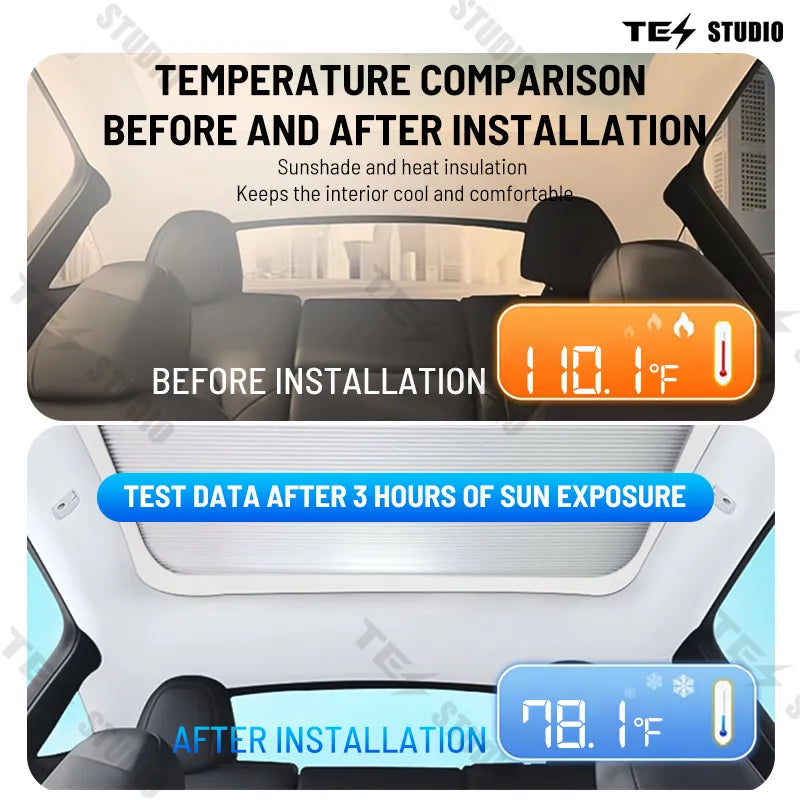 Tesstudio Tesla Accessories Voice Control Retractable Roof Sunshade for Tesla Model 3/Highland 3 / 용 음성 제어 접이식 지붕 차양