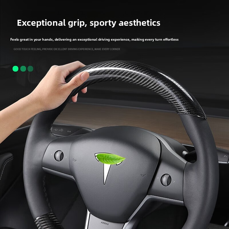[Real Carbon Fiber ]Steering Wheel Covers Upper & Lower Parts (2pcs) For Tesla Model 3/3 Highland / Y / Y Junpier