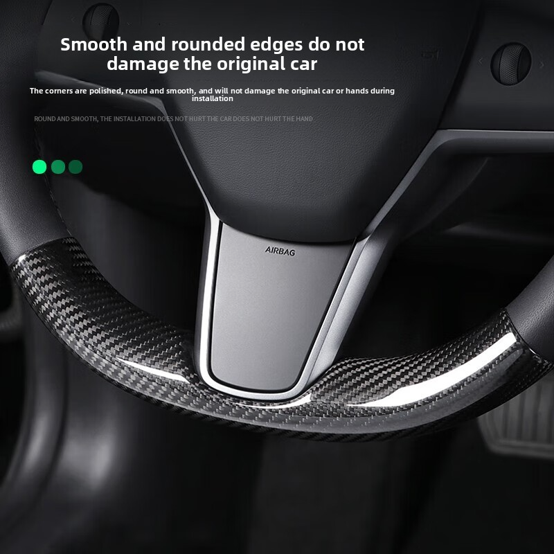 [Real Carbon Fiber ]Steering Wheel Covers Upper & Lower Parts (2pcs) For Tesla Model 3/3 Highland / Y / Y Junpier