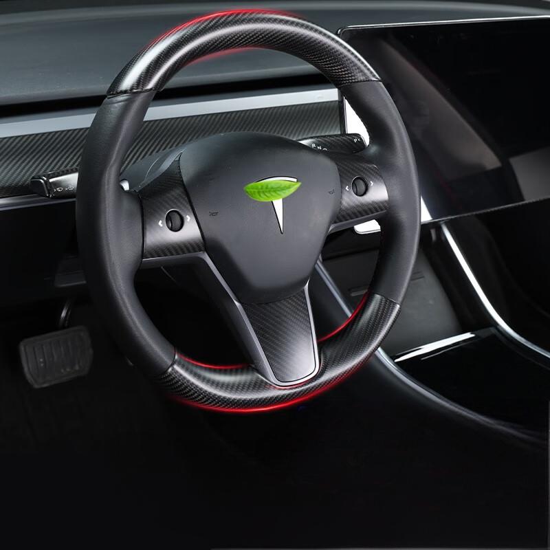 [Real Carbon Fiber ]Steering Wheel Covers Upper & Lower Parts (2pcs) For Tesla Model 3/3 Highland / Y / Y Junpier