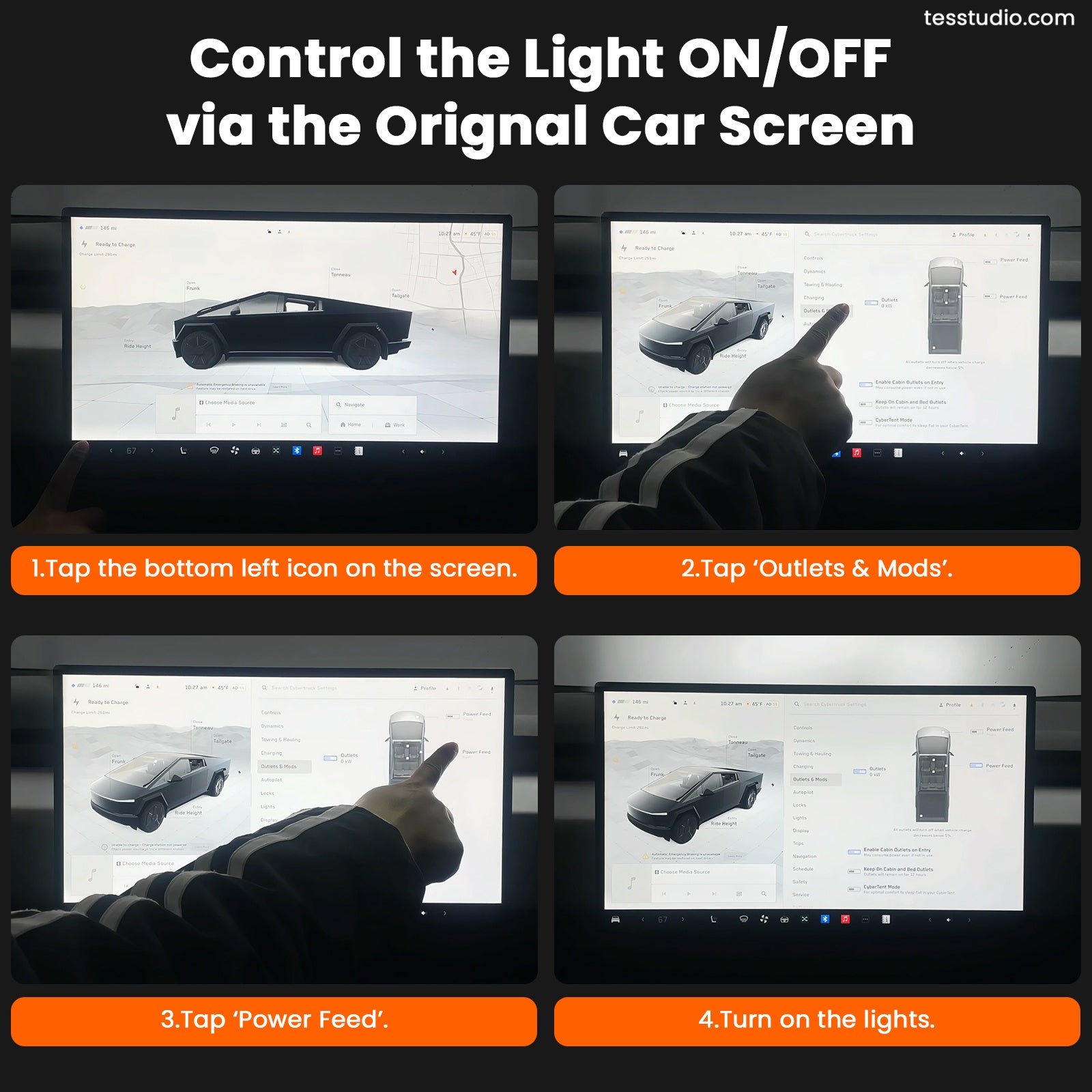 Tesla Cybertruck Off Road Lightbar Roof Spotlights Light Exterior Accessories LED Lights Off-Road Driving Light Tesstudio®