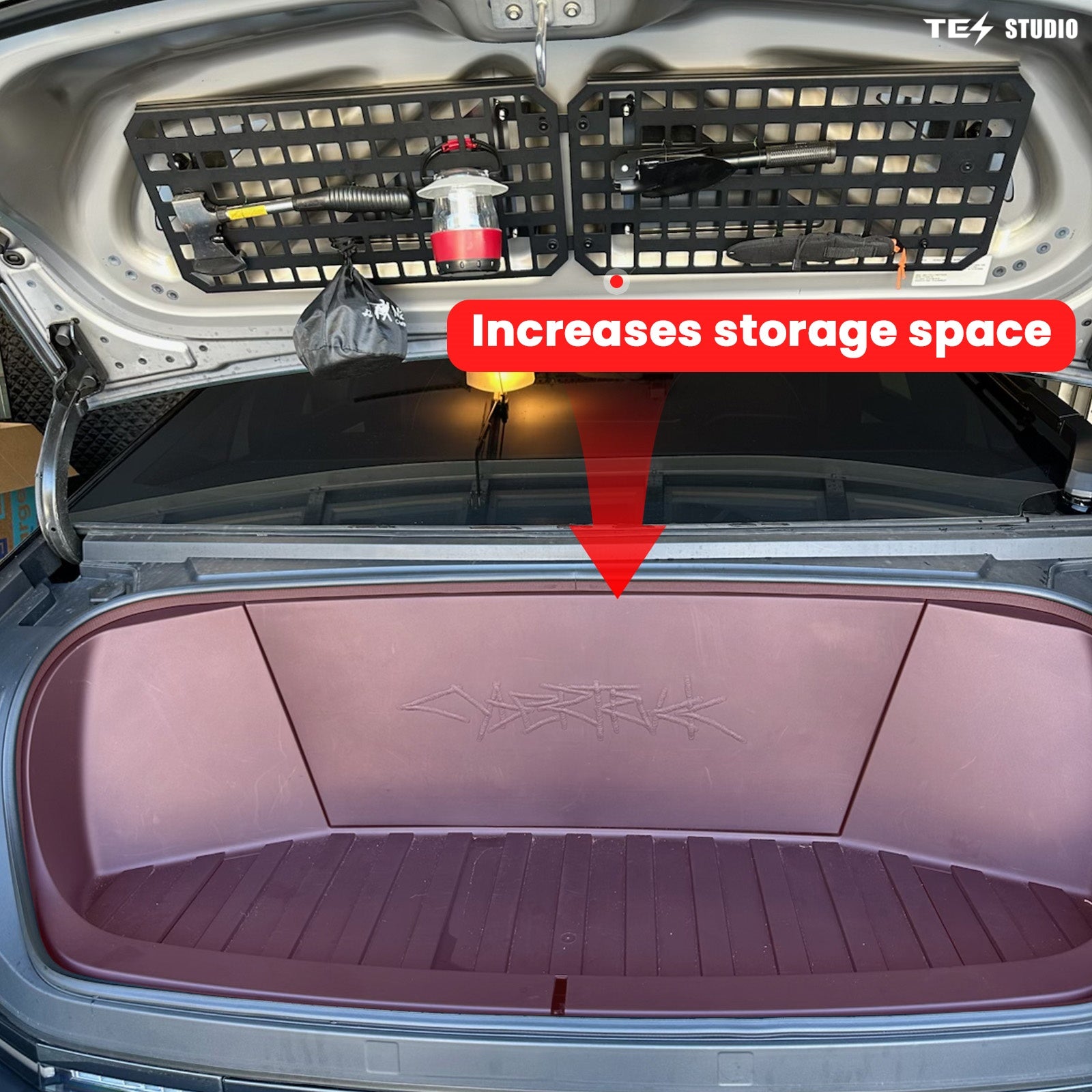 Tesla Cybertruck Accessories Frunk Molle Panels Organizer Cargo Tesstudio®