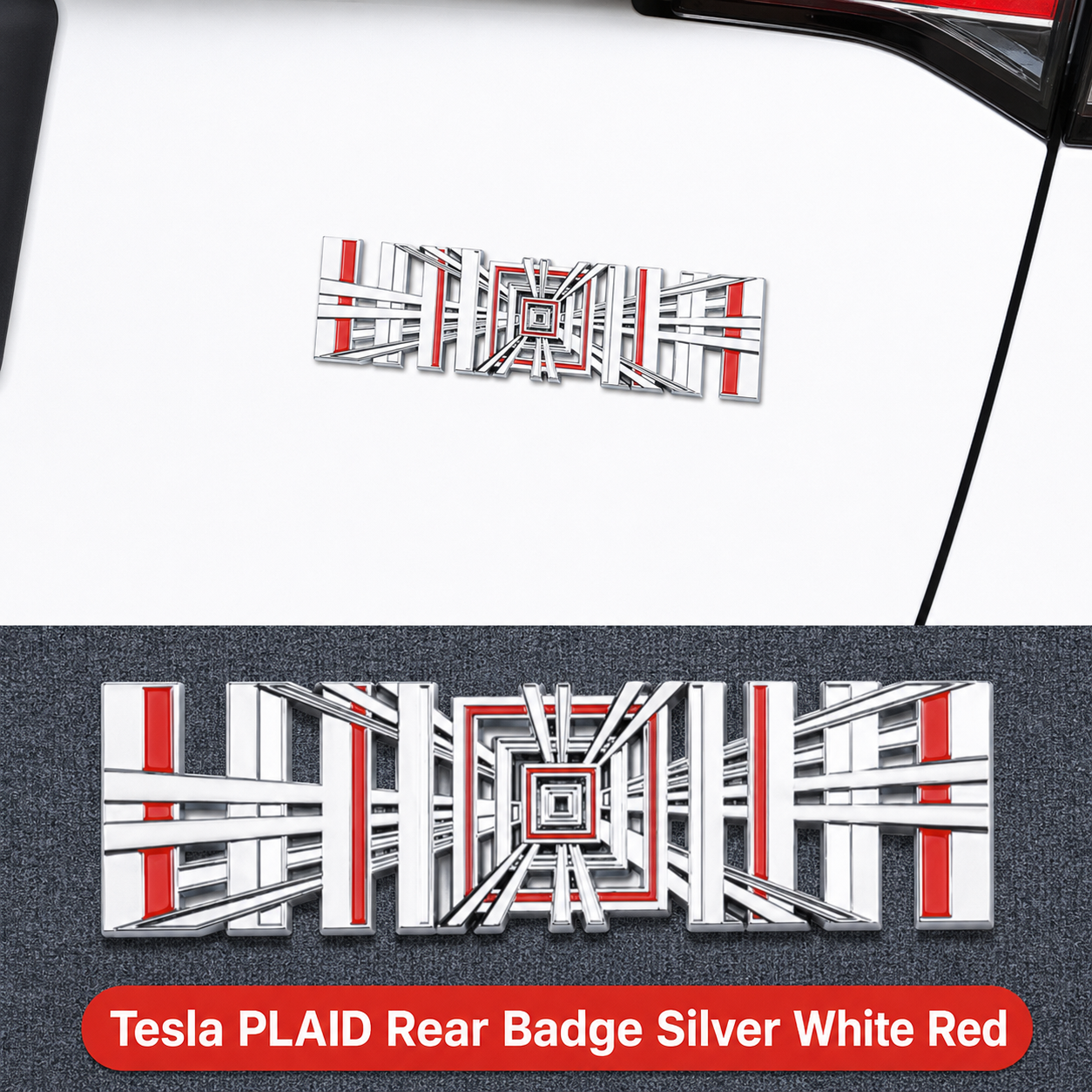 Plaid SpaceBalls Tribute for Tesla, Die-Cast Aluminum Badge Trunk Emblem - For All Tesla Models