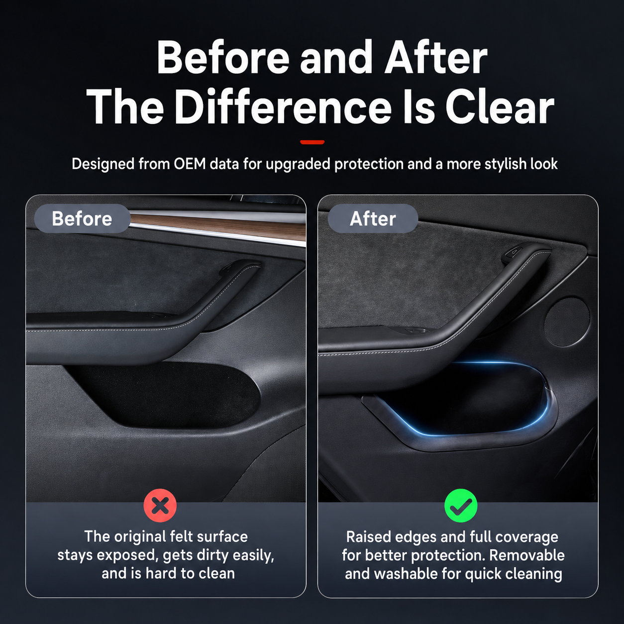 4-Pack Silicone Door Storage Box Set for Tesla Model 3 Highland / Model Y Juniper / Model Y L
