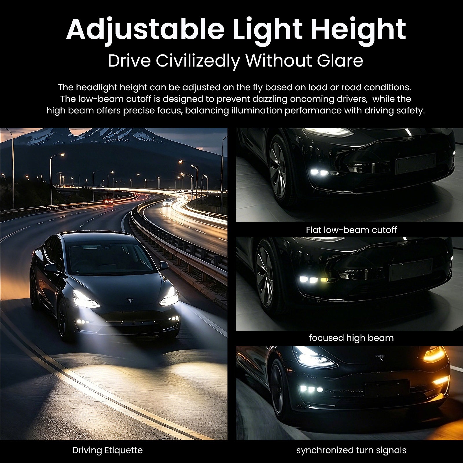 LED Matrix Headlight Projector Lens Module for Tesla Model 3 & Model Y