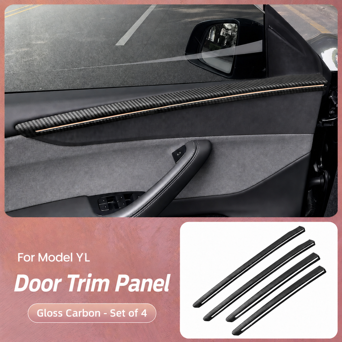 4-Piece Door Side Trim Cover Set for Tesla Model Y L
