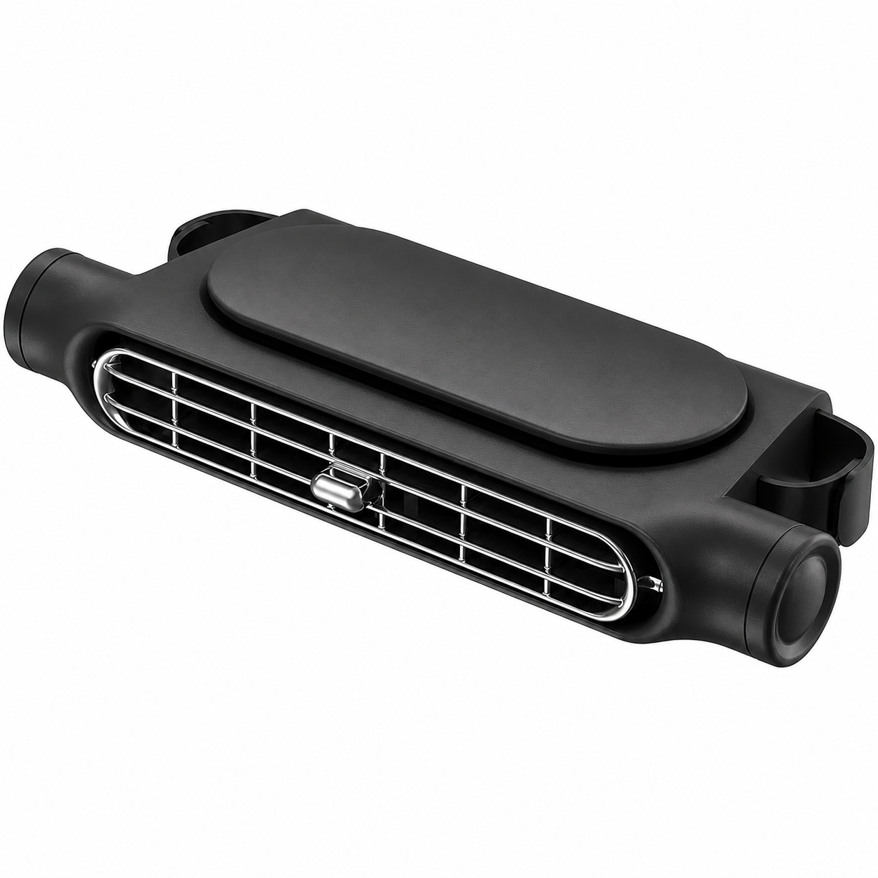 Portable headrest fan with front and rear airflow