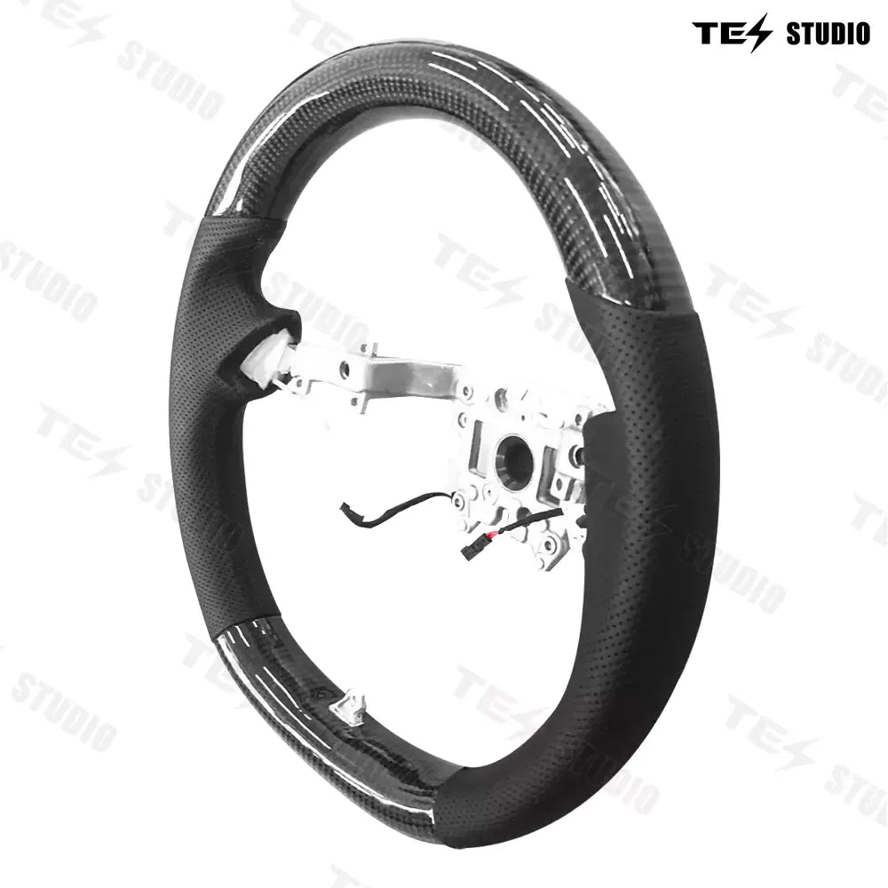 Model 3 Highland Round Carbon Fiber Design Sport Steering Wheel Tesstudio®