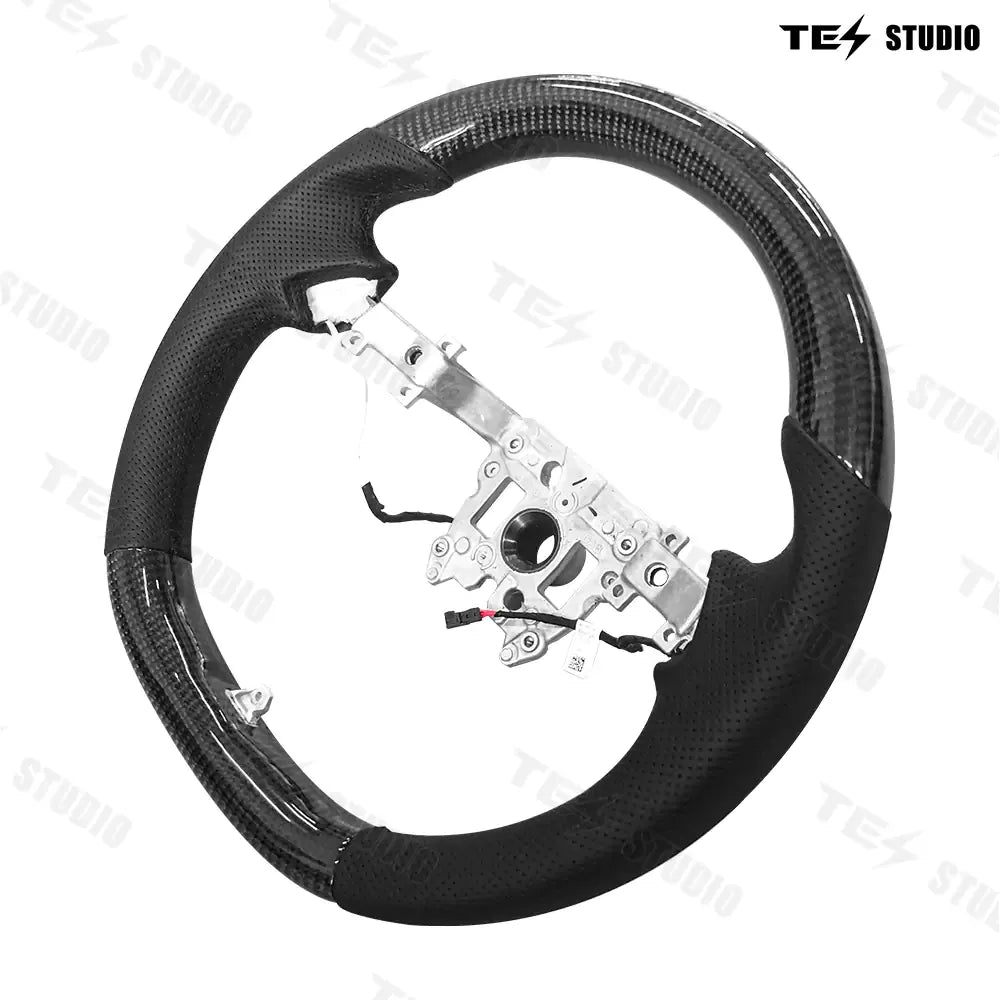 Model 3 Highland Round Carbon Fiber Design Sport Steering Wheel Tesstudio®