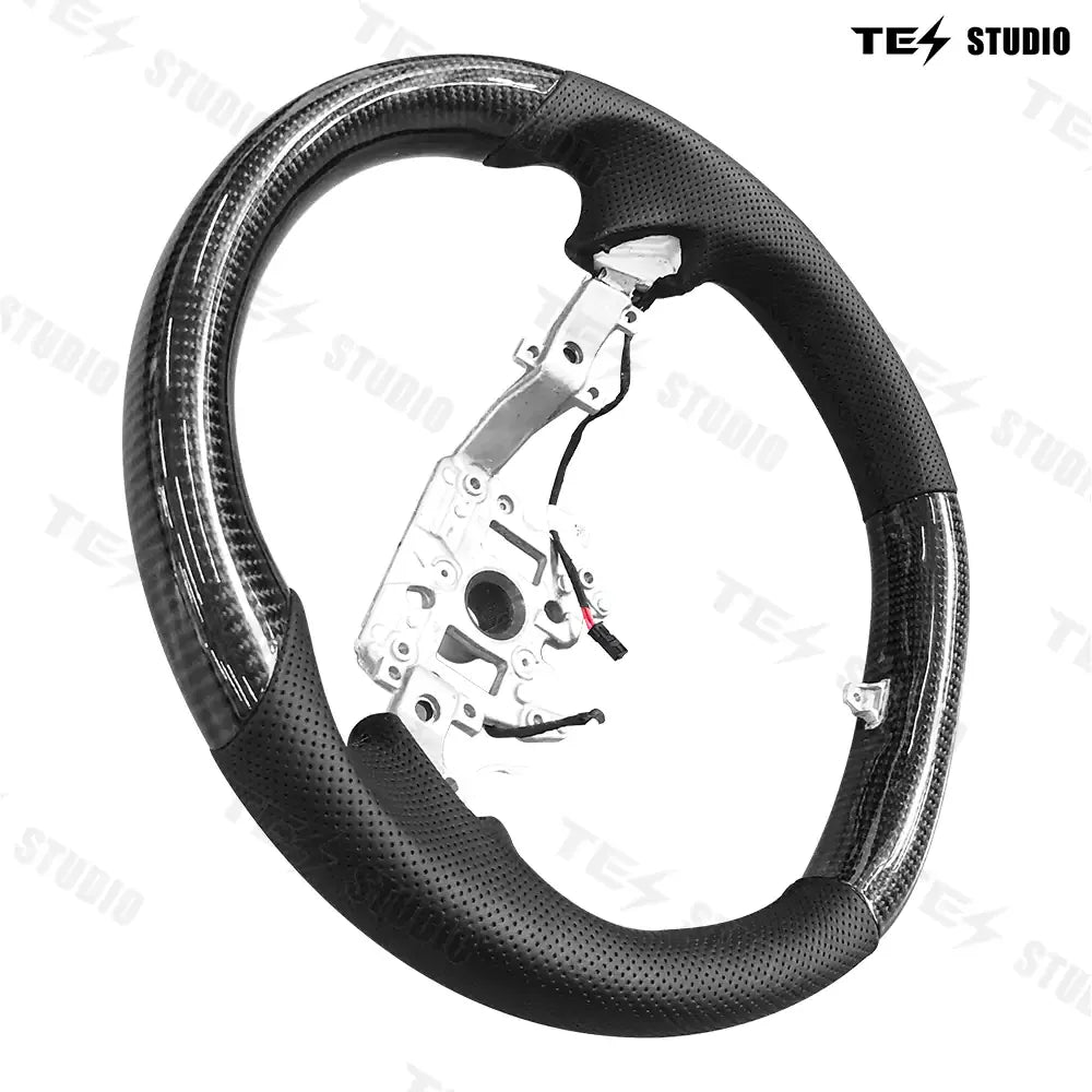 Model 3 Highland Round Carbon Fiber Design Sport Steering Wheel Tesstudio®