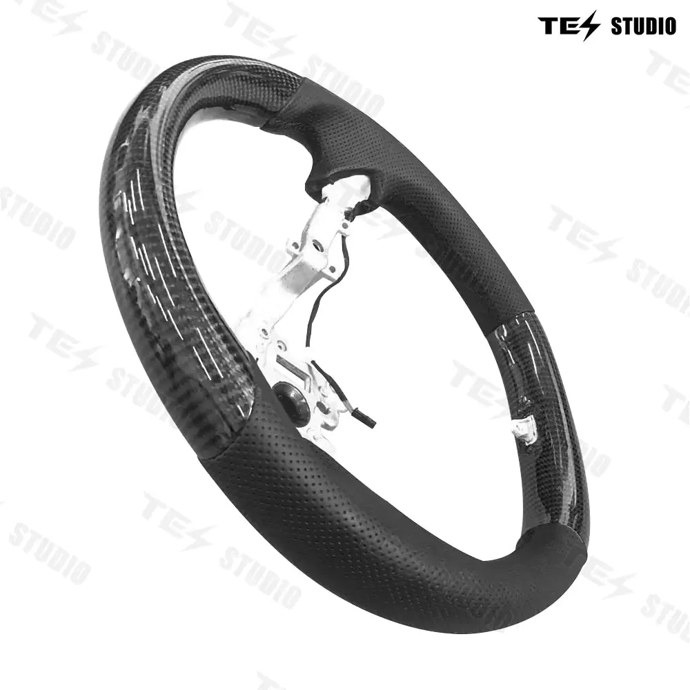 Model 3 Highland Round Carbon Fiber Design Sport Steering Wheel Tesstudio®