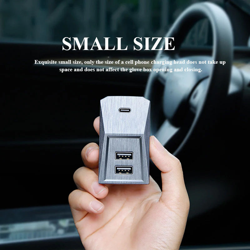 Model 3/Y Cybertruck Style Glove Box 4 in 1 USB Hub Docking Station for Tesla