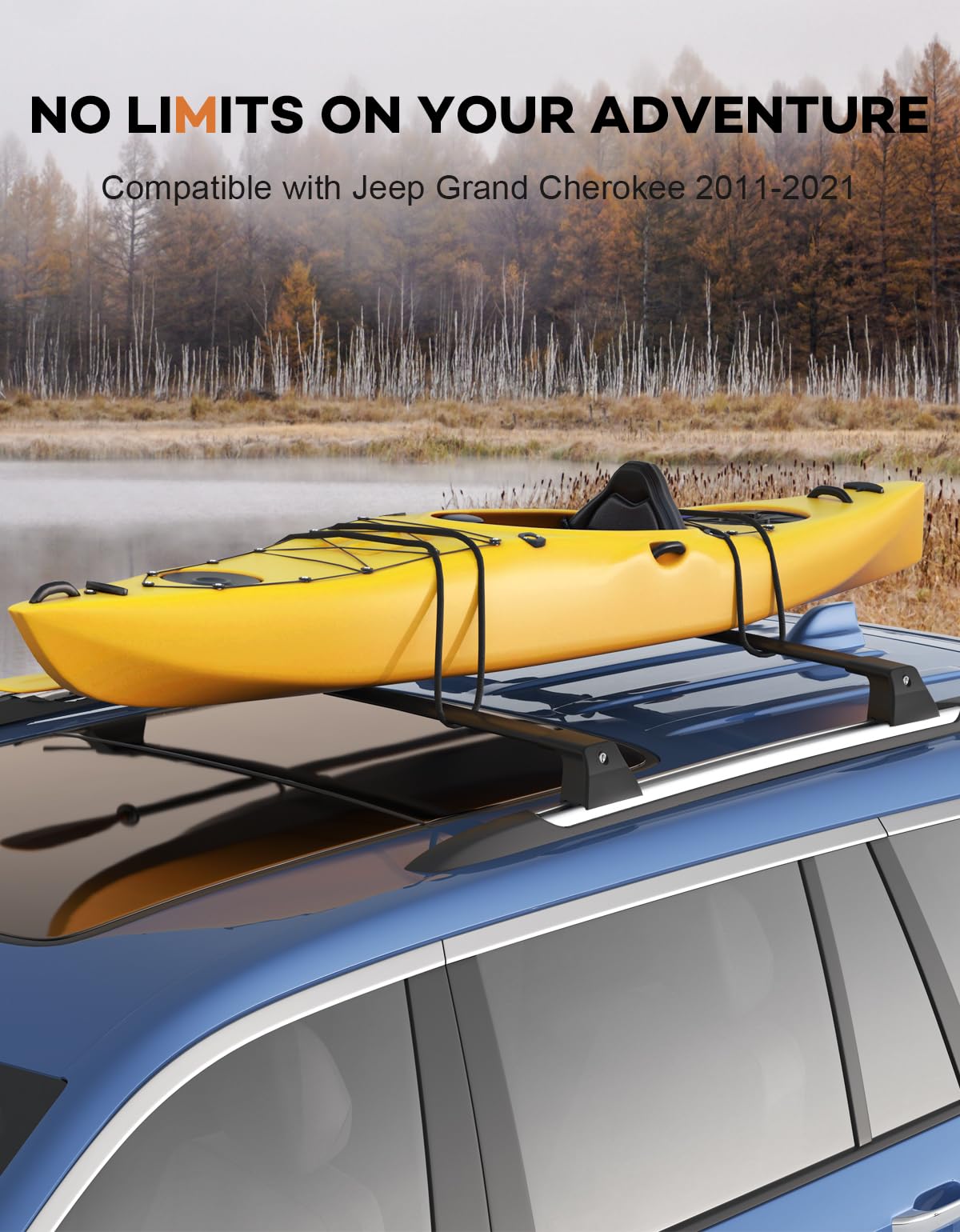 Roof Rack Cross Bars Compatible with Jeep Grand Cherokee L 2021-2025 and 2022 2023 2024 2025 Grand Cherokee WL