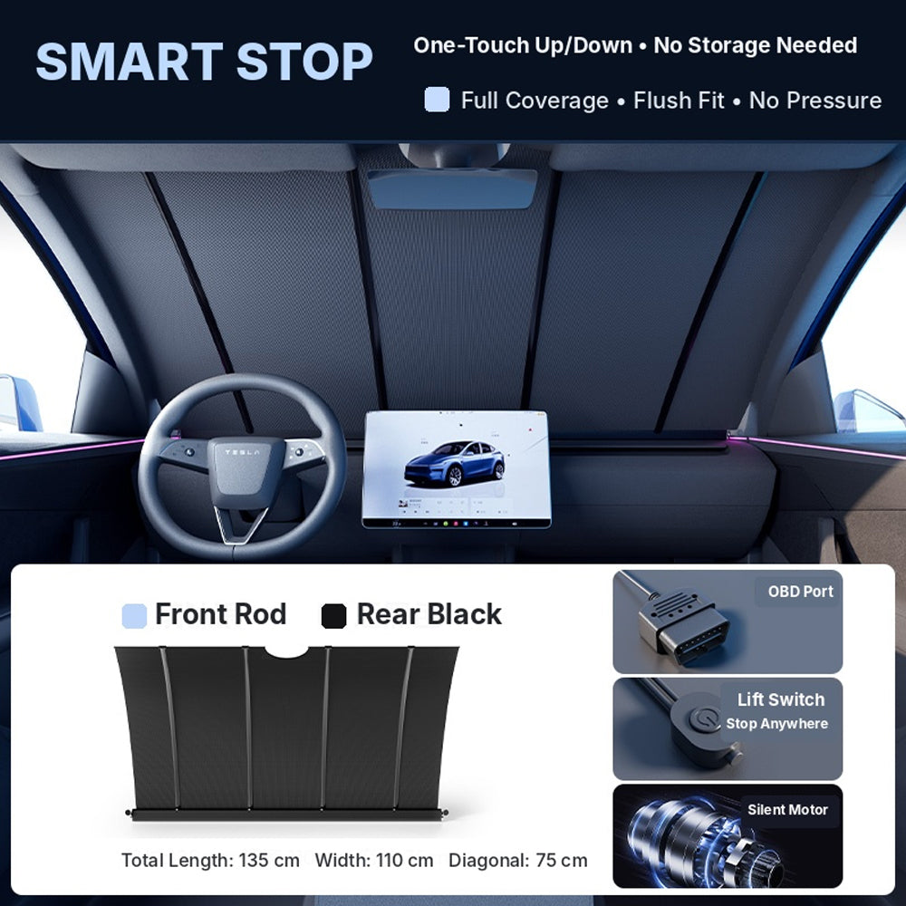 Fully Automatic Front Windshield Sunshade for Model 3 & 3 Highland / Model Y & Y Juniper