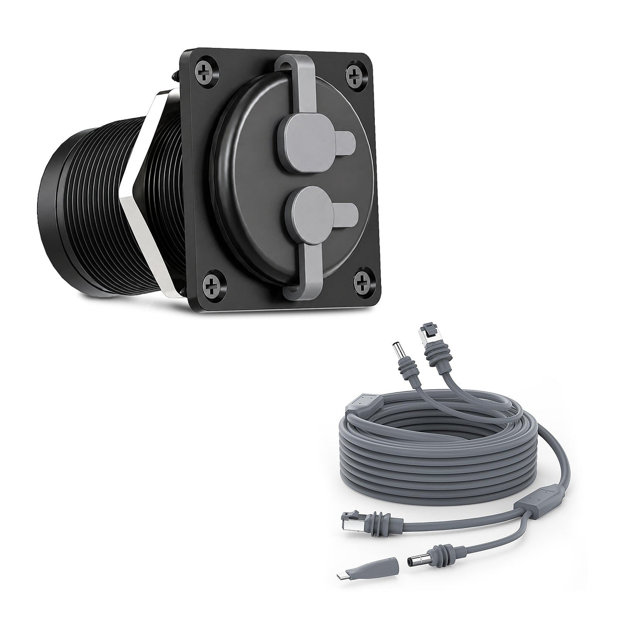 Starlink Mini & Gen 3 2-in-1 Aluminum Cable Pass-Through Panel - Waterproof RJ45/DC Female Couplers
