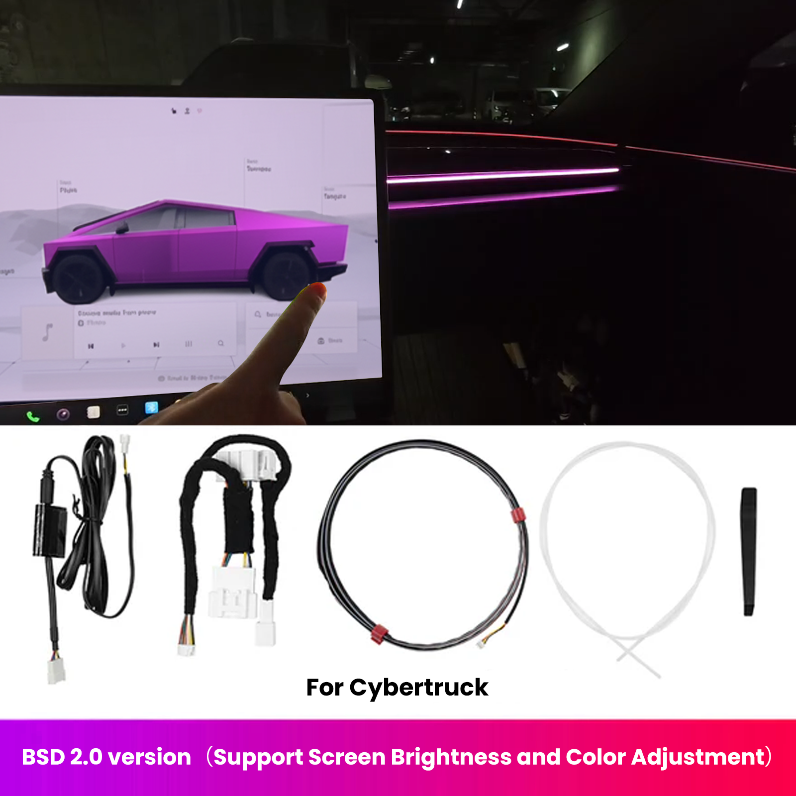 BSD 2.0 Blind Spot Warning System For Tesla Model 3 Highland / Y Juniper /Cybertruck Ambient Lighting