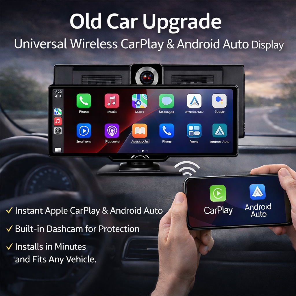 Tesstudio 2026 Plug-and-Play 4K CarPlay & Android Auto Screen with Dashcam