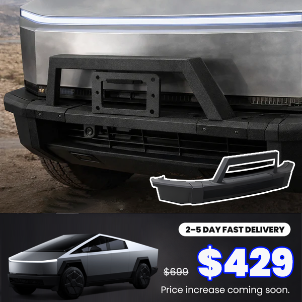 Steel Front Bumper with Black Texture For Tesla Cybertruck Premium AWD 2024+