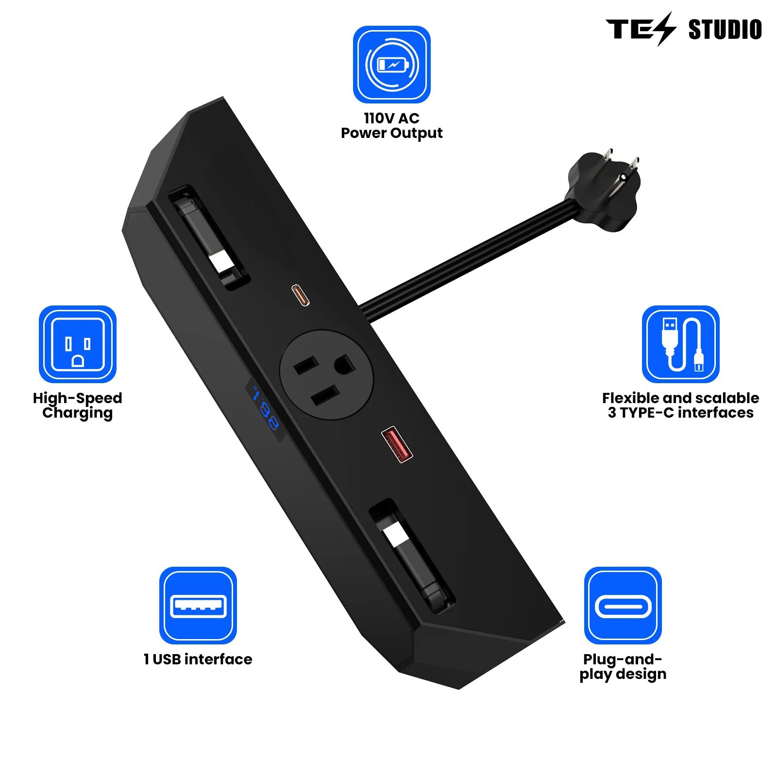 Center Console 110V/USB Charger Hub Outlet With 110V(AC)/5V For Tesla Cybertruck