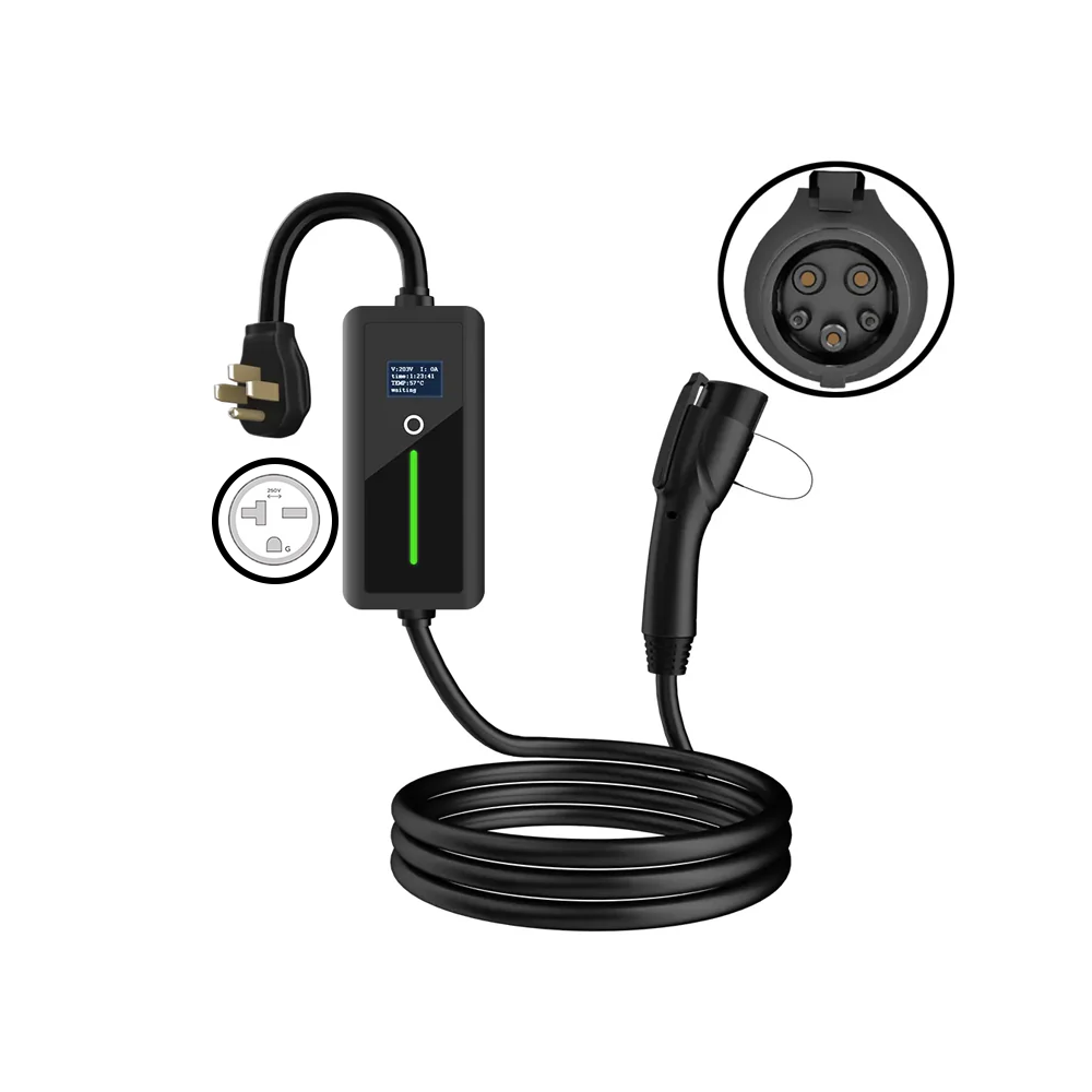 Level 2 J1772/NACS EV Charger for Home Portable EV Charger with Screen Display Adjustable Current