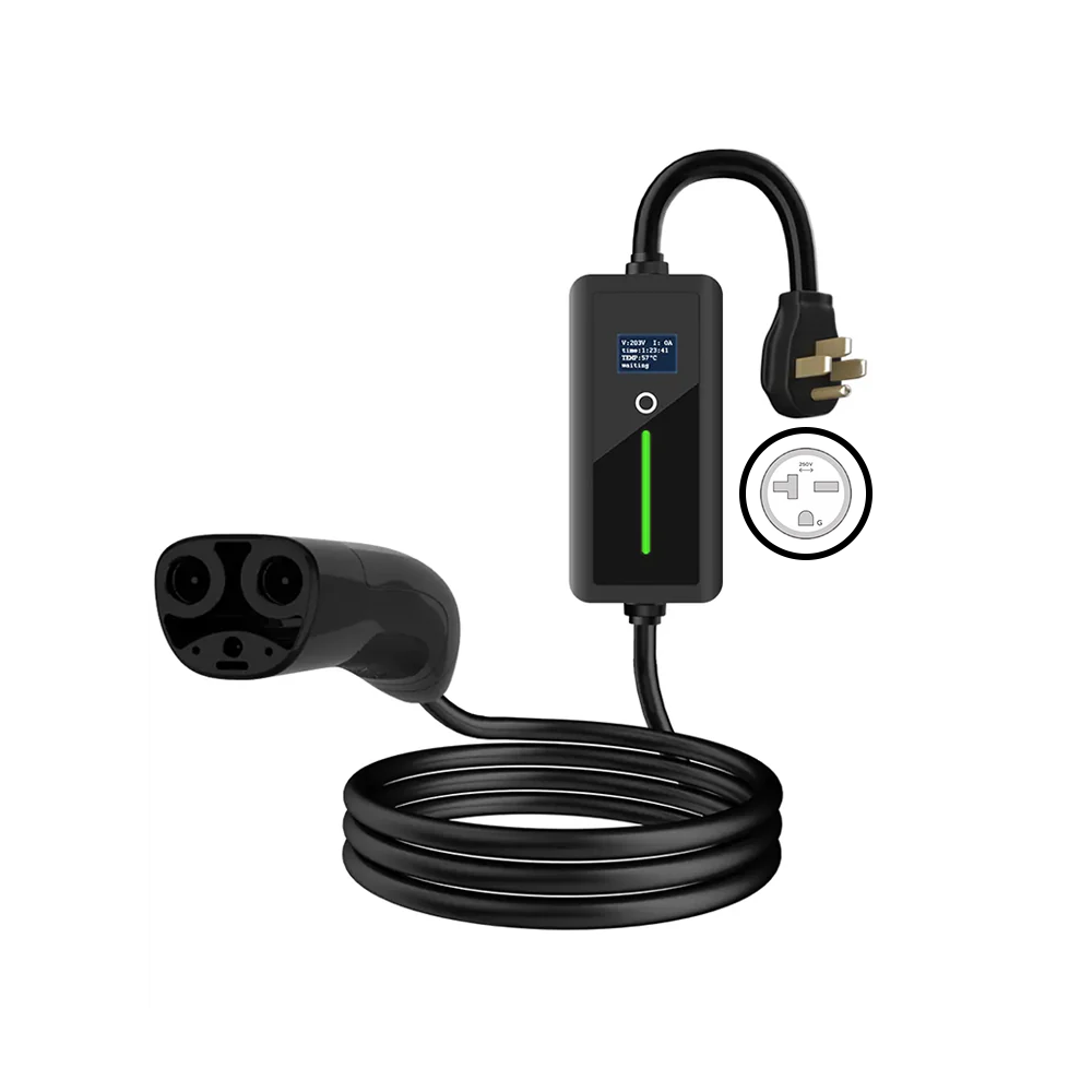 Level 2 J1772/NACS EV Charger for Home Portable EV Charger with Screen Display Adjustable Current