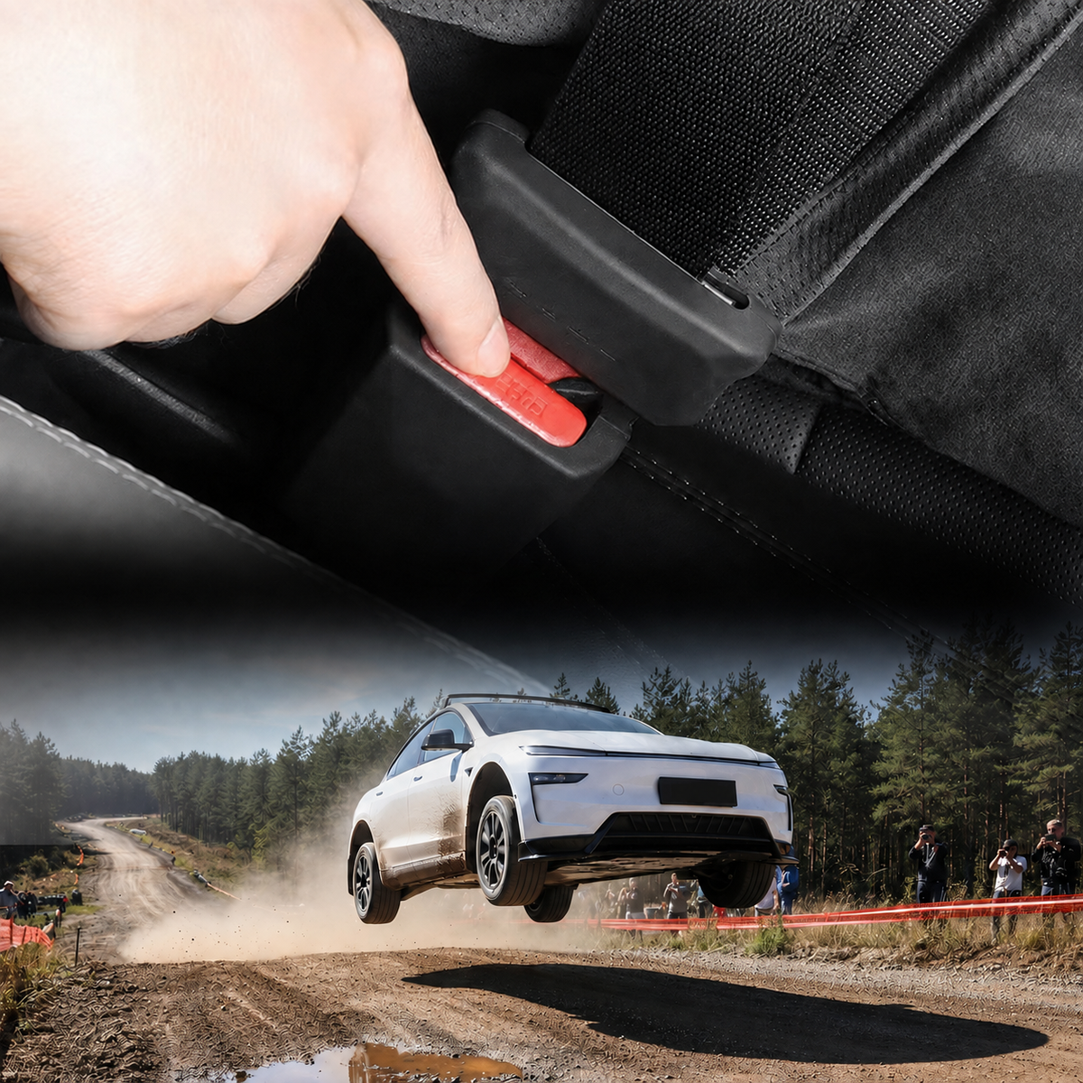 Black Silicone Full-Cover Seat Belt Buckle Protector for Tesla Model Y L 2025.11+