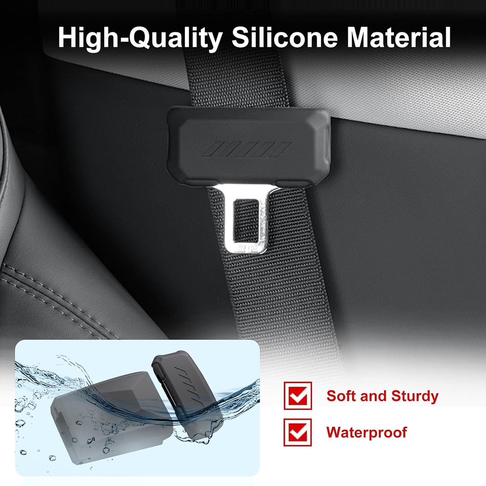 Black Silicone Full-Cover Seat Belt Buckle Protector for Tesla Model Y L 2025.11+