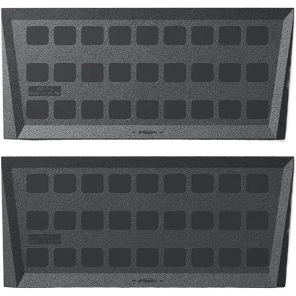 Black ABS Cybertruck rear vault organizer dividers with grid panel design