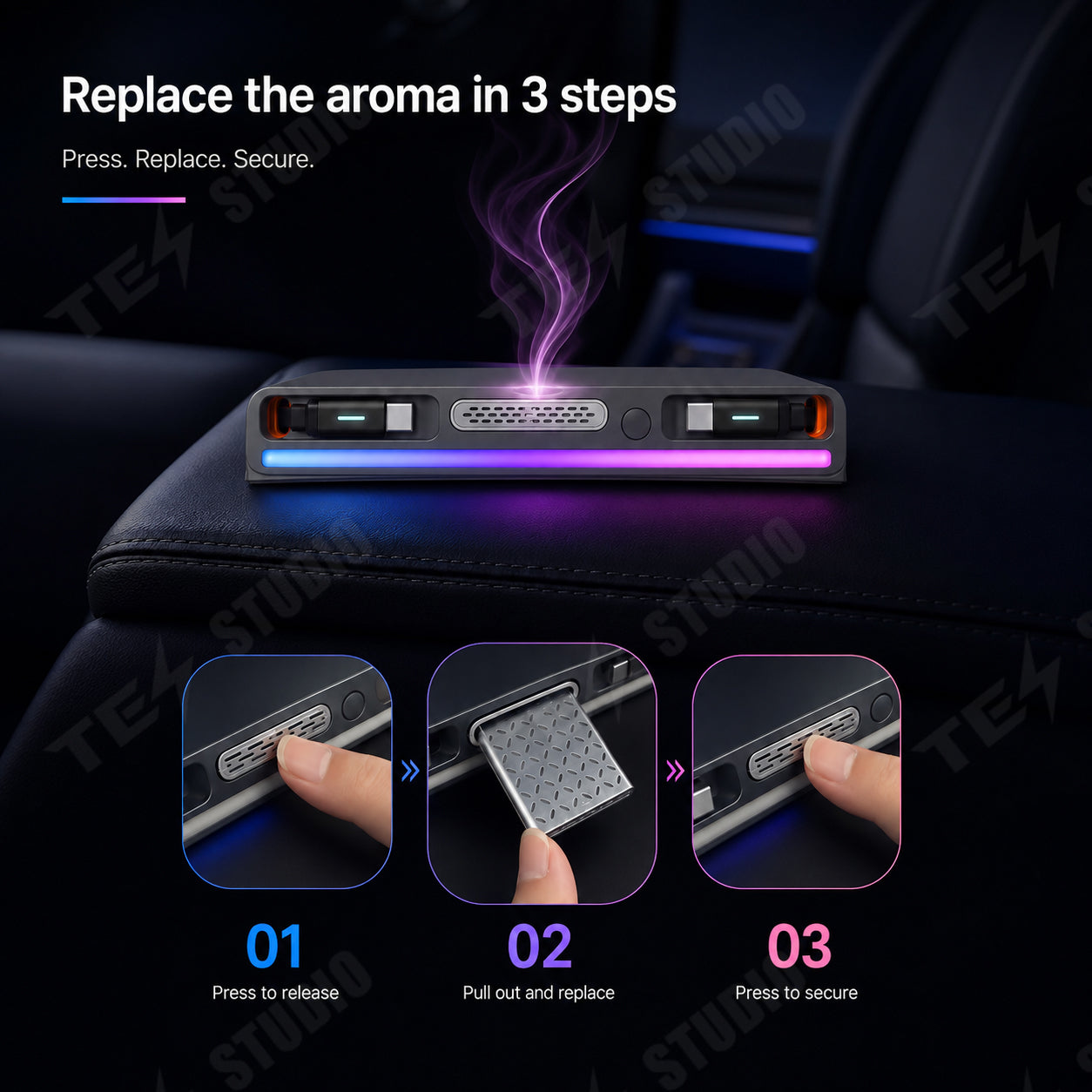 Aroma Diffuser Dock for Tesla Model 3, Model 3 Highland, Model Y, Model Y Juniper, and Model Y L