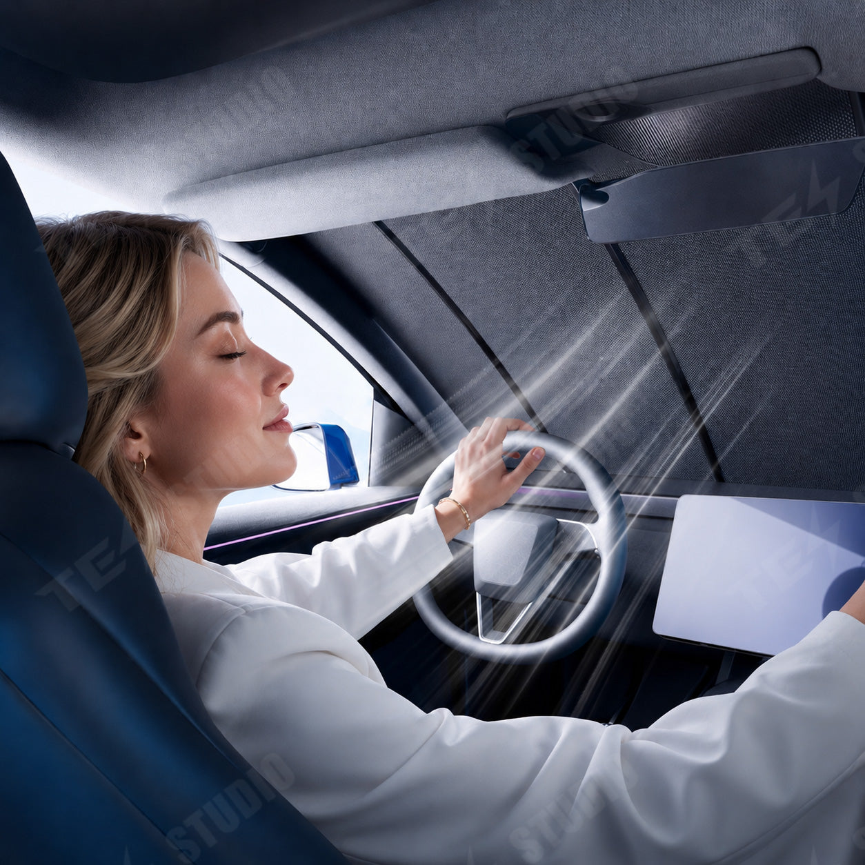 Fully Automatic Front Windshield Sunshade for Model 3 & 3 Highland / Model Y & Y Juniper & Y Standard & Y L / Model X / Model S