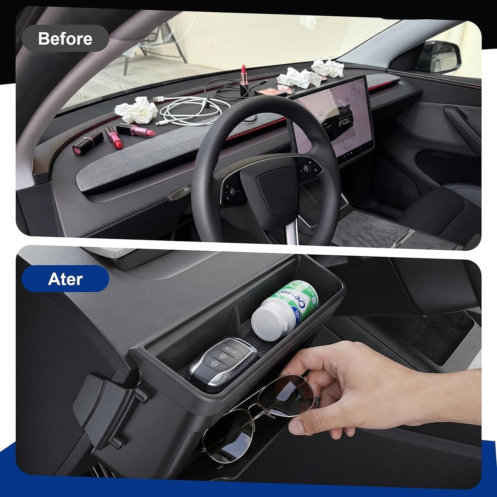 Tesla Model Y Dashboard Organizer Storage Box Accessories